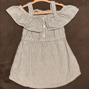Blue & White Striped off Shoulder Dress Toddler